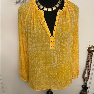 Michael Kors Yellow and White Blouse
